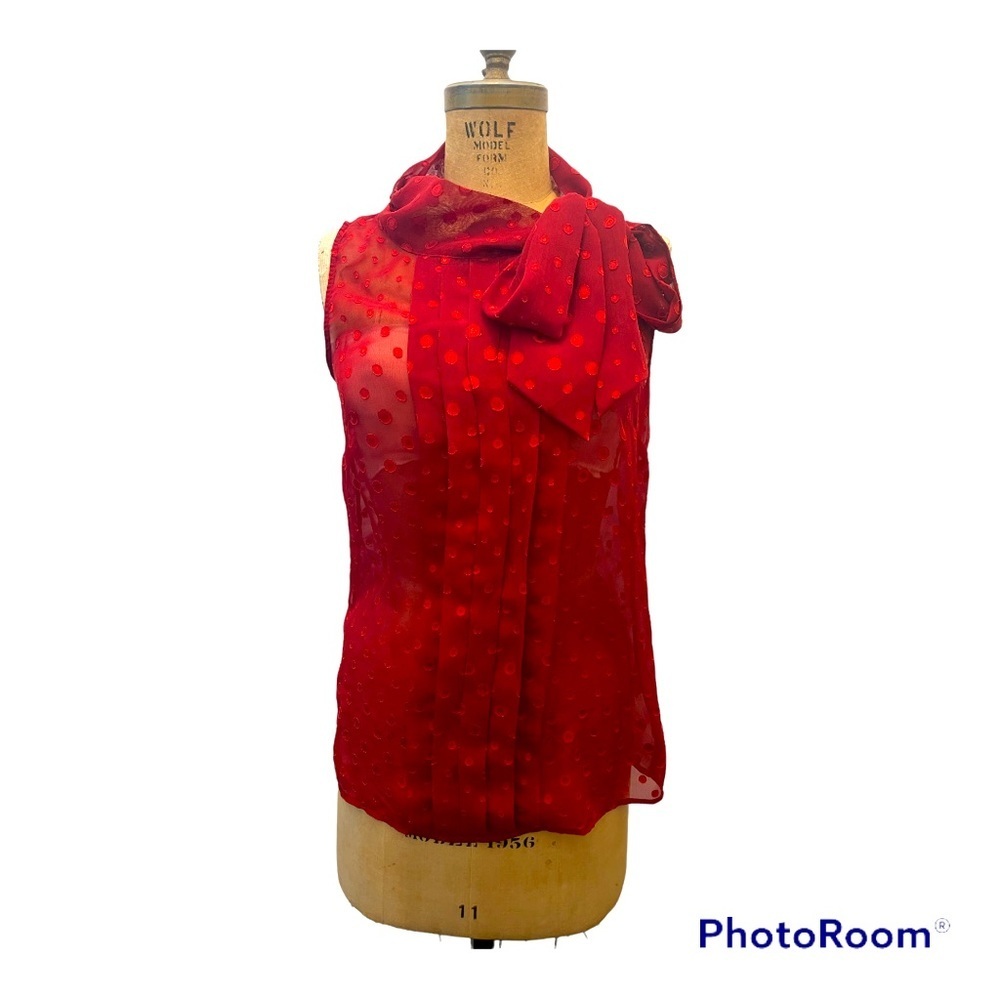 Banana Republic | Red Sheer Front Tie Blouse